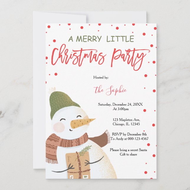 A Merry little Christmas Holiday Christmas Party Invitation (Front)