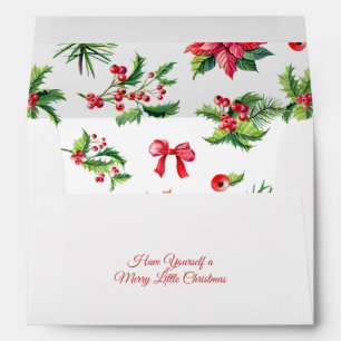 A Merry Little Christmas Poinsettia Return Address Envelope