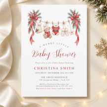 A Merry Little Christmas Red Bow Baby Shower