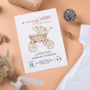 A Merry Little Christmas Stroller Baby Shower Invitation