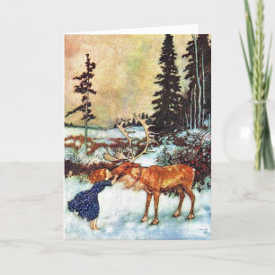 A Merry Moose Kiss In The Forest Holiday Card