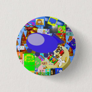 A Merry Spaceship Cartoon 1 Inch Round Button