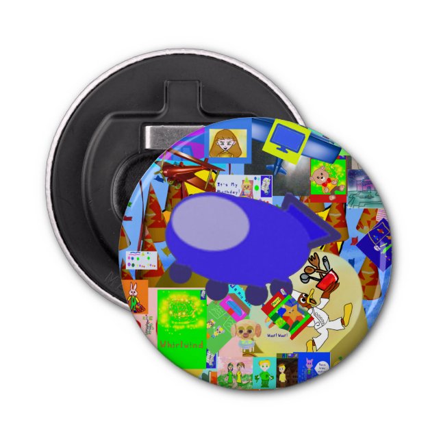 A Merry Spaceship Cartoon Bottle Opener (Front)