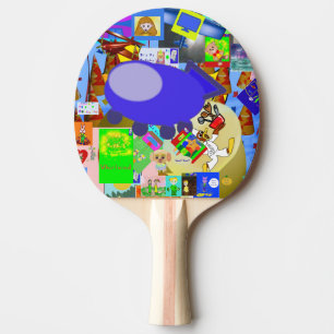 A Merry Spaceship Cartoon Ping Pong Paddle
