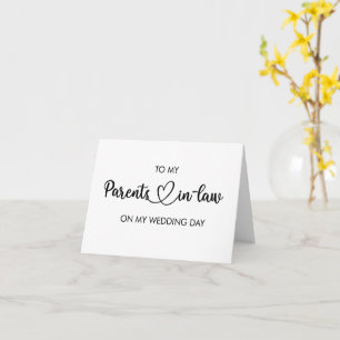 À mes beaux-parents sur ma carte pliée le jour de 