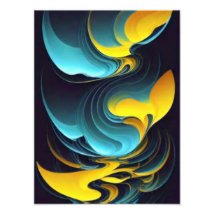 A mesmerizing blend of blue and yellow nebulae Photo Print