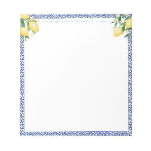 A Message From   Amalfi Lemons Italian Blue Tiles Notepad