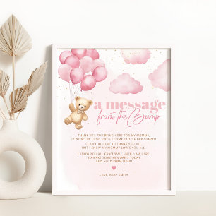 A message from the bump pink teddy bear poster