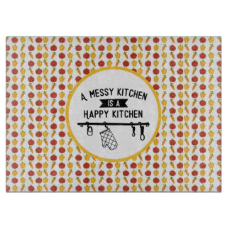 A Messy Kitchen Is A Happy Kitchen Gift Peppers Cutting Board