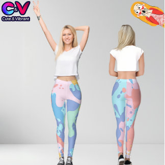 A messy pattern of stains of paint leggings
