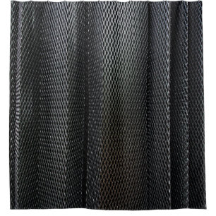 A metal criss-cross grid in undulating layers