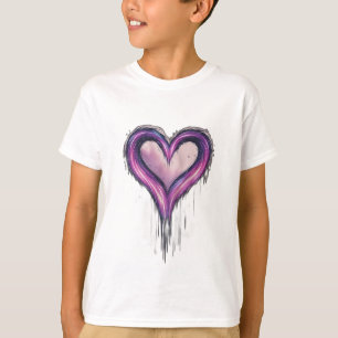 A meteor shower forming the shape of a heart or in T-Shirt