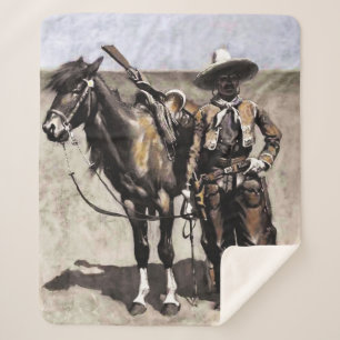 A Mexican Buccaro in Texas by Frederic Remington Sherpa Blanket
