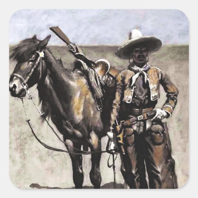 A Mexican Buccaro in Texas by Frederic Remington Square Sticker (Front)