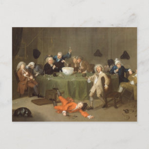 A Midnight Modern Conversation, c.1732 (oil on can Postcard