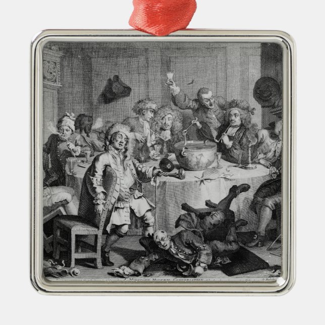 A Midnight Modern Conversation Metal Ornament (Front)