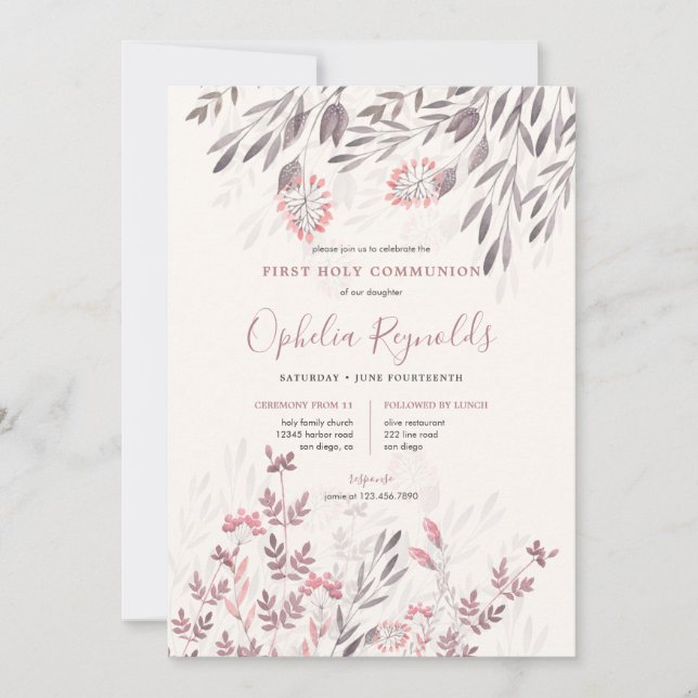 A Midsummer Night First Holy Communion Invitation (Front)