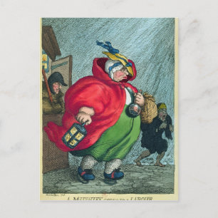 A midwife going to a labour, 1811 postcard