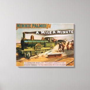 "A Mile a Minute" Big Locomotive Train Theatre Canvas Print