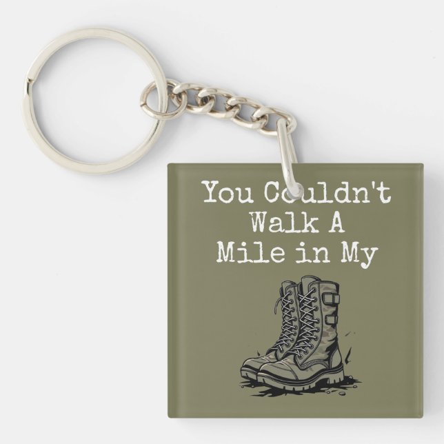 "A Mile in My Boots" Keychain (Front)