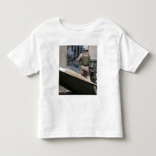 A military policeman uses a breaching round toddler t-shirt