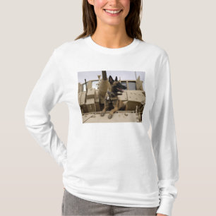 A military working dog sits on a M2A3 T-Shirt