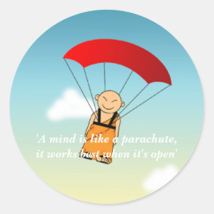 'A mind is like a parachute... Classic Round Sticker