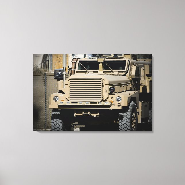 A mine-resistant, ambush-protected vehicle canvas print (Front)