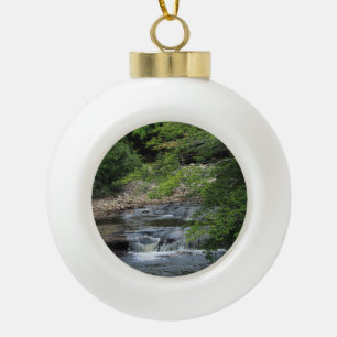 A Miniature Waterfall Ceramic Ball Christmas Ornament