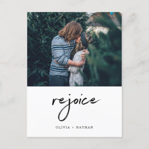 A Minimalist Christmas Rejoice with Photo Holiday Postcard