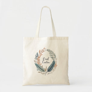 A minimalist pattern of Leafy Round frame  Tote Bag