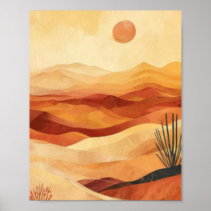 A Minimalist Study of Layered Desert Dunes Poster