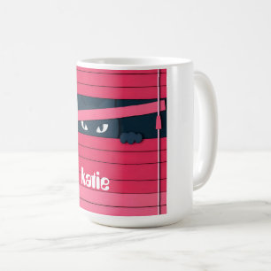 A minimalist stylized cat coffee mug