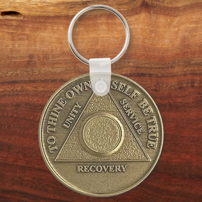 A Miracle Happened CUSTOM DATE Sober AA Coin Keychain (Front)