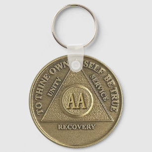 A Miracle Happened CUSTOM DATE Sober AA on Coin Keychain