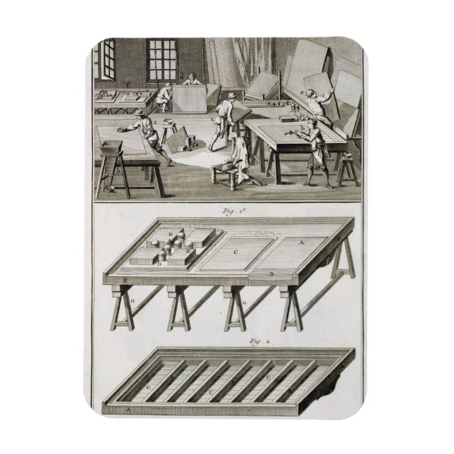 A mirror maker's workshop and tools, from the 'Enc Magnet (Vertical)