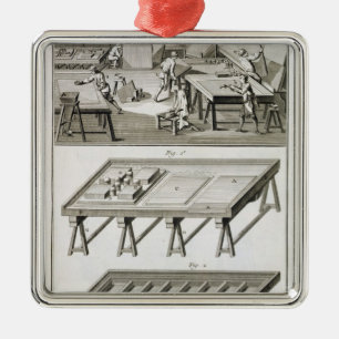 A mirror maker's workshop and tools, from the 'Enc Metal Ornament