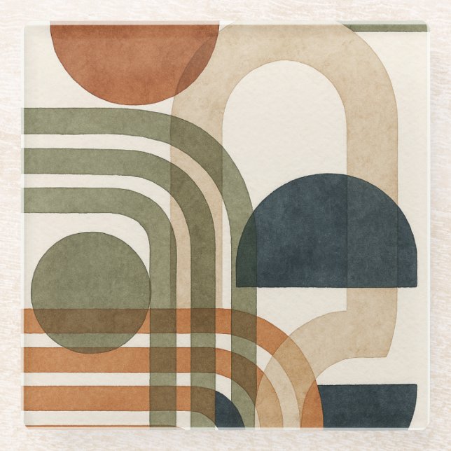 A modern abstract design featuring overlapping geo glass coaster (Front)