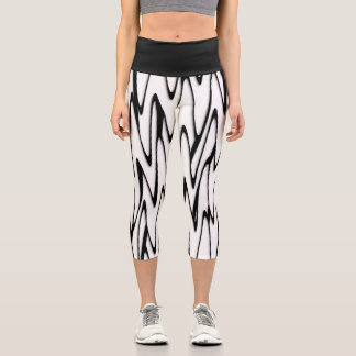 A Modern Abstract Energetic Line Art Capri Leggings