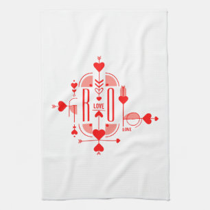 A modern and romantic monogram initial design kitchen towel