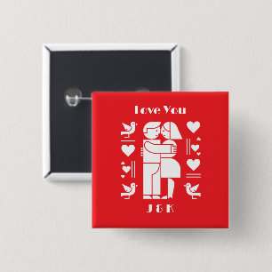 A modern Bauhaus personalized Valentine’s Day 2 Inch Square Button