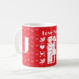 A modern Bauhaus personalized Valentine’s Day Coffee Mug