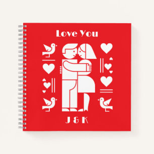 A modern Bauhaus personalized Valentine’s Day Notebook