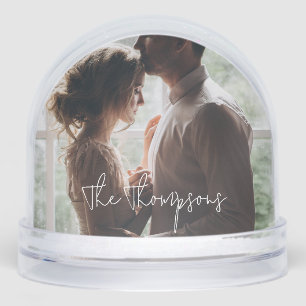 A Modern Love Script Couple's Photo Snowglobe