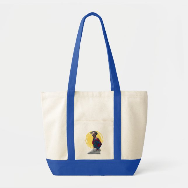 A Modern Man in Vibrant, Abstract App Tote Bag (Front)