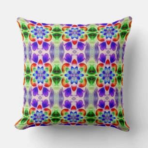 A modern multicolor all over fabric print pattern throw pillow
