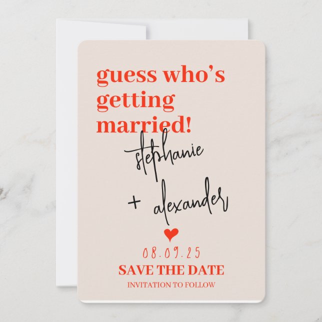 A modern Wedding save the date card with boho . (Front)