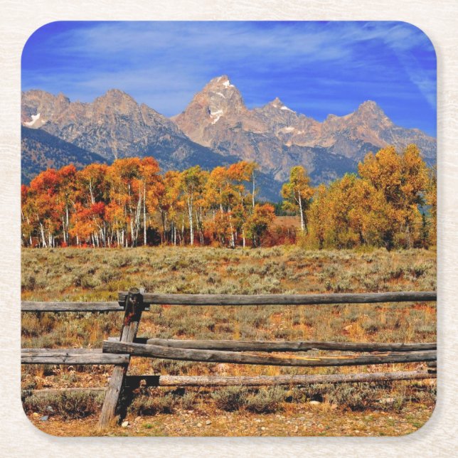 A Moment in Wyoming in Autumn Square Paper Coaster (Front)