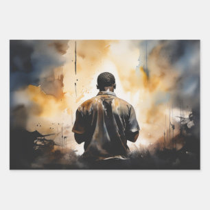 A Moment of Faith: Black Man in Prayer Wrapping Paper Sheet