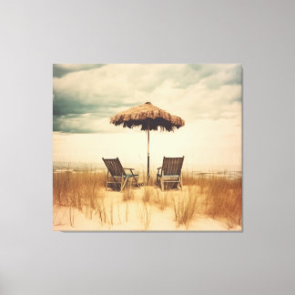 A Moment's Respite Subdued Retro Coastal Realism Canvas Print
